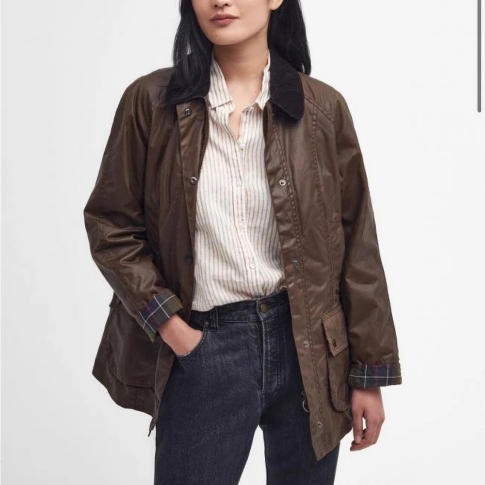 Barbour Beadnell Waxed Jacket in Brown with Hood and Fur Liner